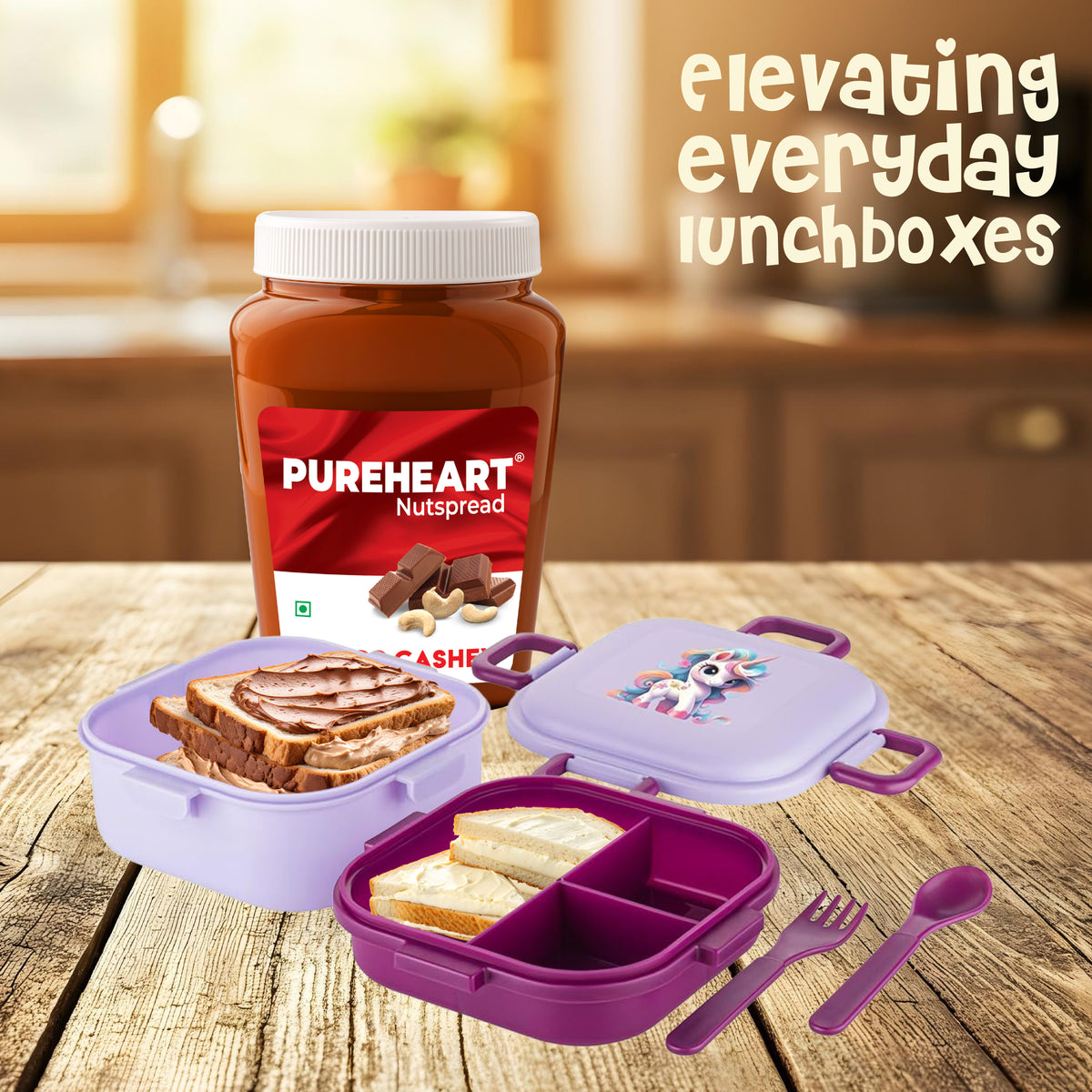 PUREHEART Choco Cashew Nut Spread 350gm with water Sipper Bottle or DOMS Stationary Kit  | Nutty, Smooth & Creamy Chocolate Cashew Butter| Rich in Roasted Nuts |Healthy Breakfast for Kids & Family| No. 1 Exporter of Roasted Nuts