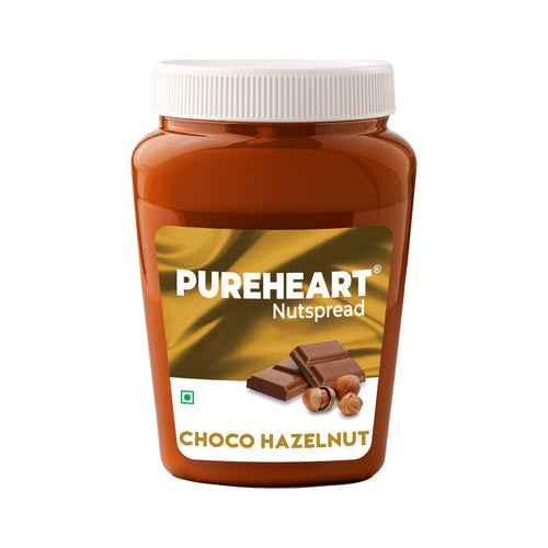 PUREHEART Nut Spread Choco Hazelnut 350 gm with water sipper bottle or DOMS Stationary Kit |Nutty, Smooth and Creamy Chocolate Hazelnut Spread for Breakfast | No. 1 Exporter of Roasted Nuts