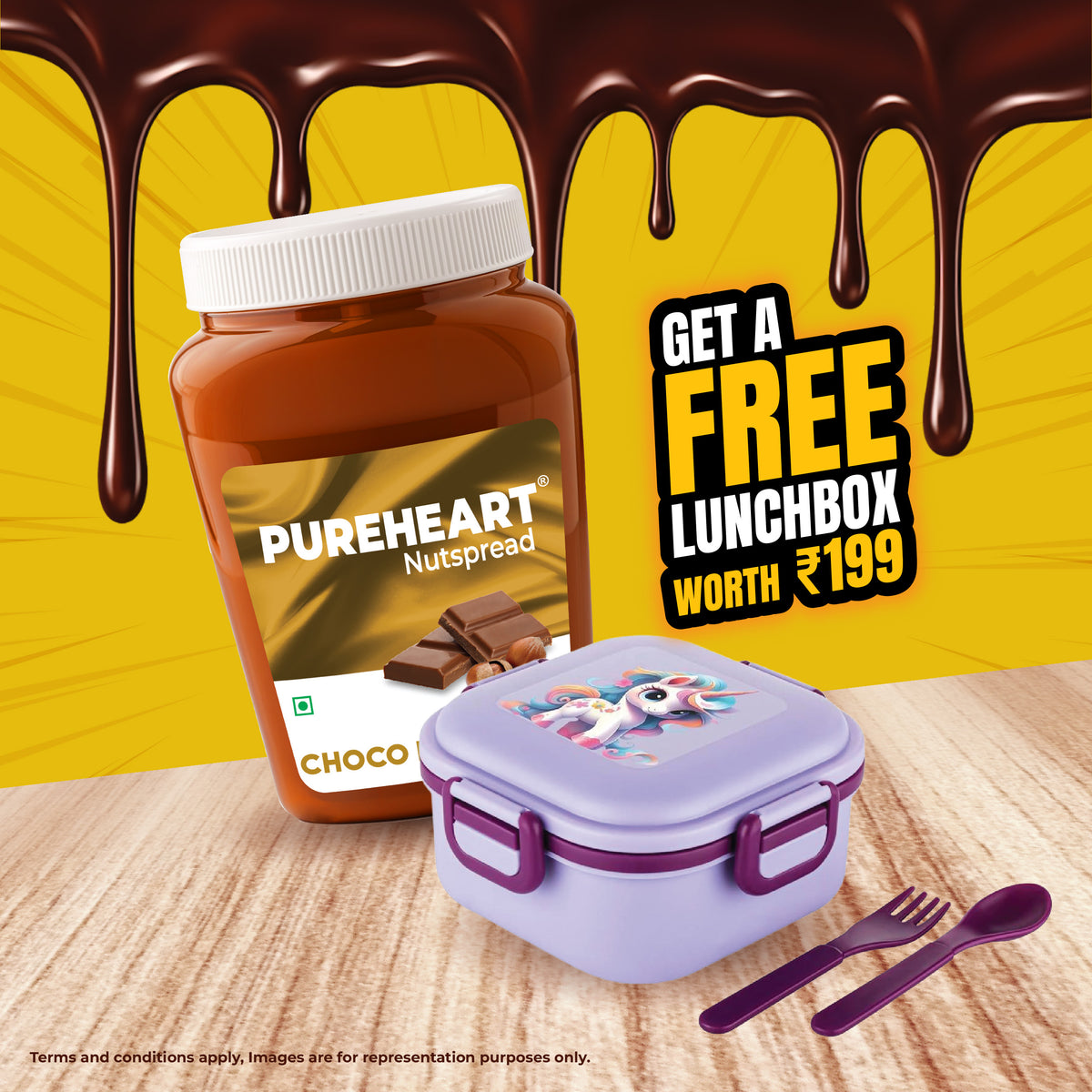 PUREHEART Nut Spread Choco Hazelnut 350 gm with Lunch Box|Nutty, Smooth and Creamy Chocolate Hazelnut Spread for Breakfast | No. 1 Exporter of Roasted Nuts