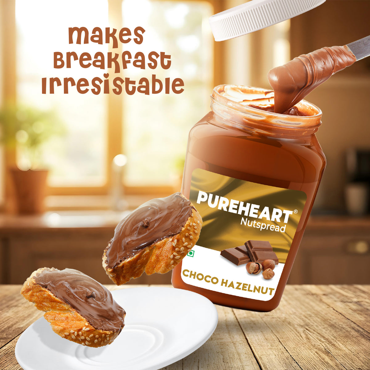 Nutastic PUREHEART Nut Spread Choco Hazelnut 350 gm with water sipper bottle or ...