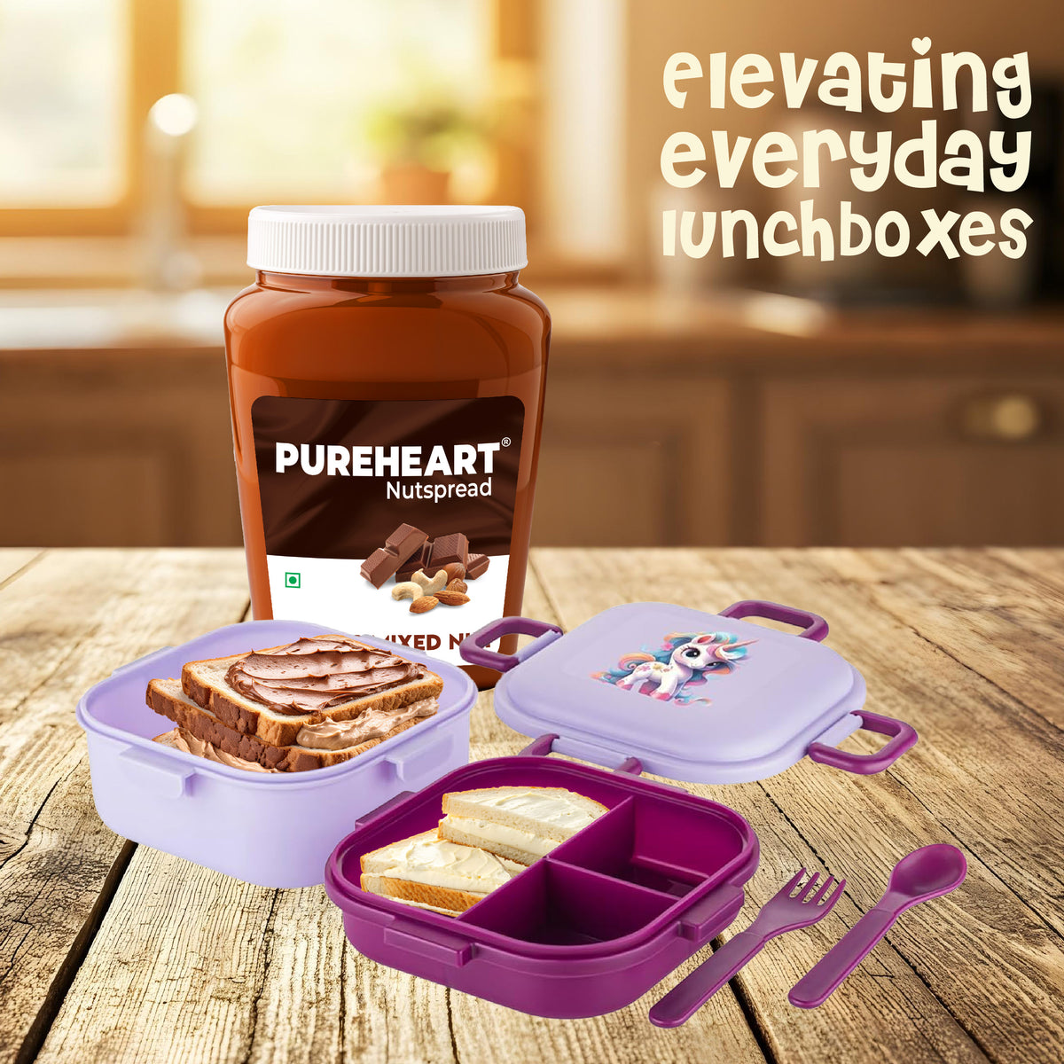 PUREHEART Choco Mixed Nut Spread 350gm with Water Sipper Bottle or DOMS Stationary Kit| Nutty, Smooth and Creamy Chocolate Spread for Breakfast - No. 1 Exporter of Roasted Nuts