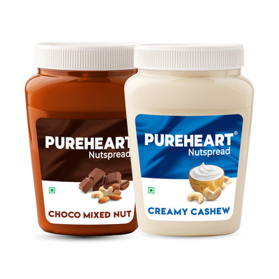 Pureheart Nutspread Saver Combo: Choco Mixed Nut & Creamy Cashew Spread Pack - Perfect for Toast, Smoothies & Healthy Snacking
