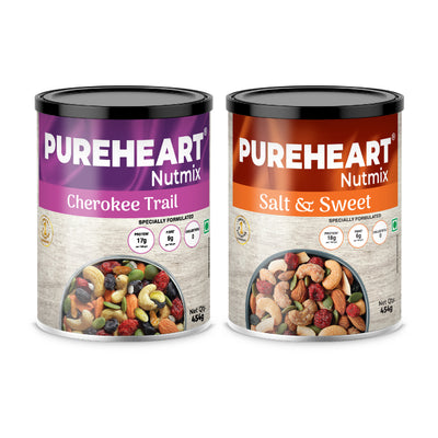 Pureheart 454g Nut Mix Combo - Cherokee Trail Mix & Salt and Sweet Dry Fruits (Pack of 2)