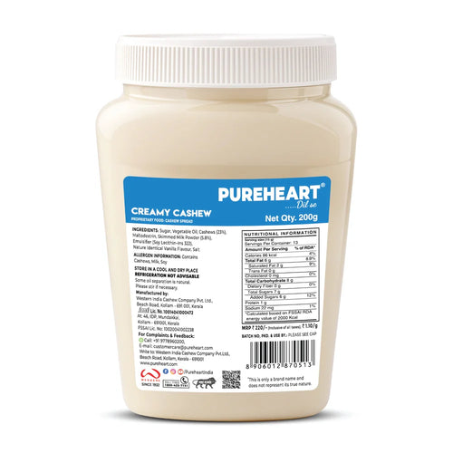 Pureheart Nut Spread Creamy Cashew , Nutty Spread for Breakfast, Delicious, Smooth & Creamy Snack