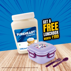 PUREHEART Nut Spread Creamy Cashew 350gm with Lunch Box | Nutty and Smooth Cashew Spread for Breakfast - No. 1 Exporter of Roasted Nuts