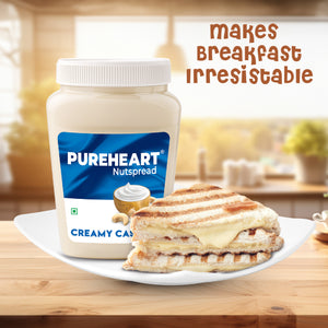 PUREHEART Nut Spread Creamy Cashew 350gm with Lunch Box | Nutty and Smooth Cashew Spread for Breakfast - No. 1 Exporter of Roasted Nuts