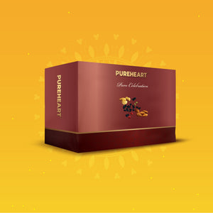 PUREHEART Onam Gift Hamper - Natural Macadamia, Salted Roasted Macadamia (200g, each) and Cadbury Bournville Dark Chocolate with Gift Card,