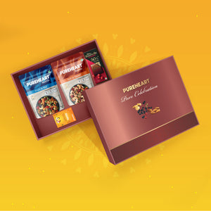 PUREHEART Onam Gift Hamper Combo of Natural Fruit & Nut Nutmix, Sweet & Salt Nutmix (80 g, each), Cadbury Bournville Fruit & Nut Dark Chocolate with  Gift Card.