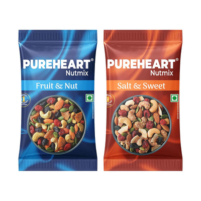 Pureheart Nutmix Combo Natural Fruit & Nuts and Salt & Sweet Dry Fruits (25 gm each) - Delicious and Crunchy Mix Nuts