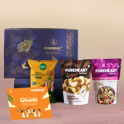 PUREHEART Onam Gift Hamper - Cashew Pepper and Cherokee Trail with  Gift Card and Banana Chips   - Crunchy Dry Fruits
