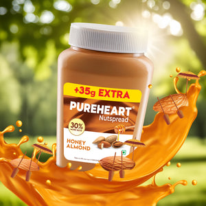 Pureheart Honey Almond Nut Spread - Delicious, Smooth & Creamy Snack, Nutty Almond Spread for Breakfast