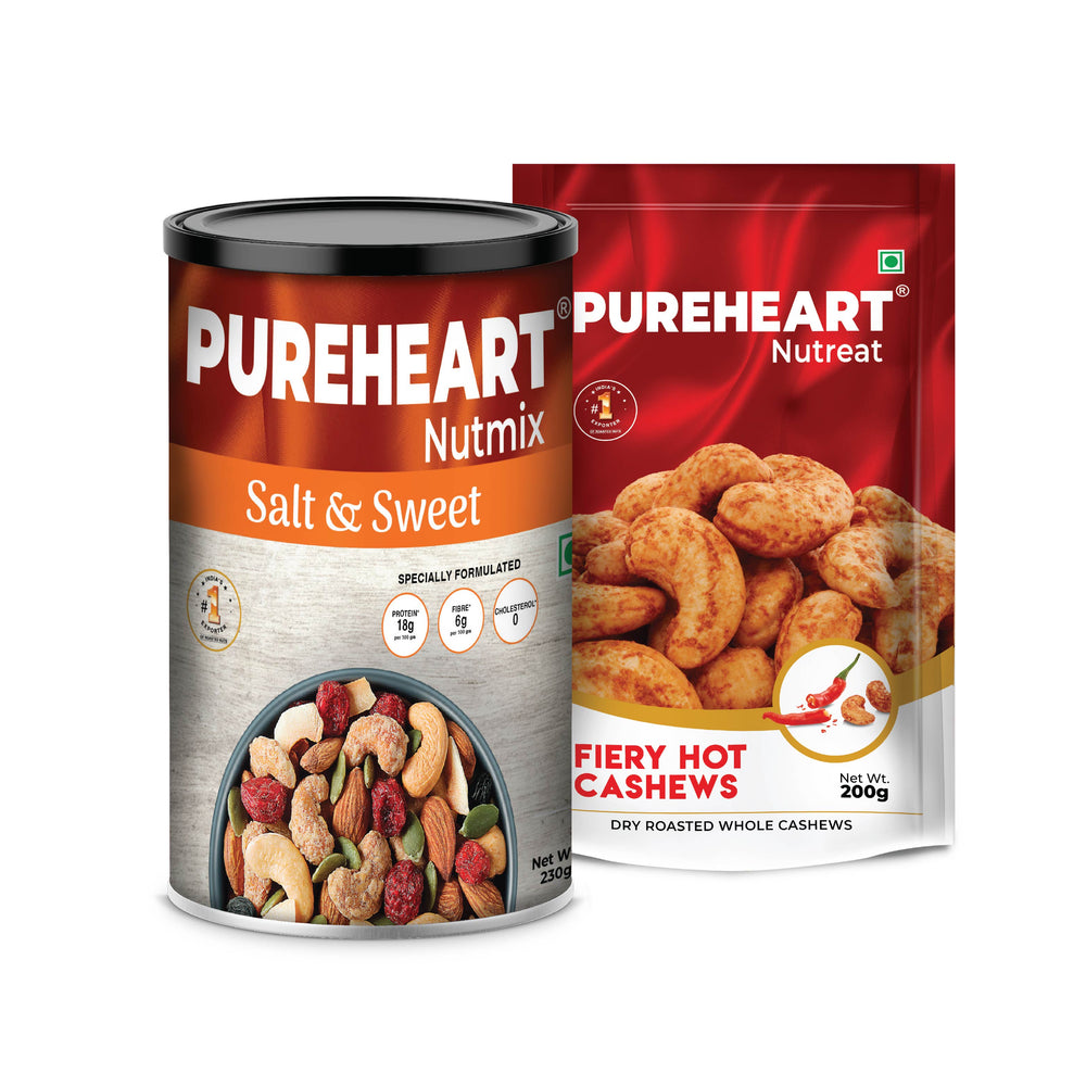 Nutmix salt & sweet 230g + Fiery hot cashews 200g