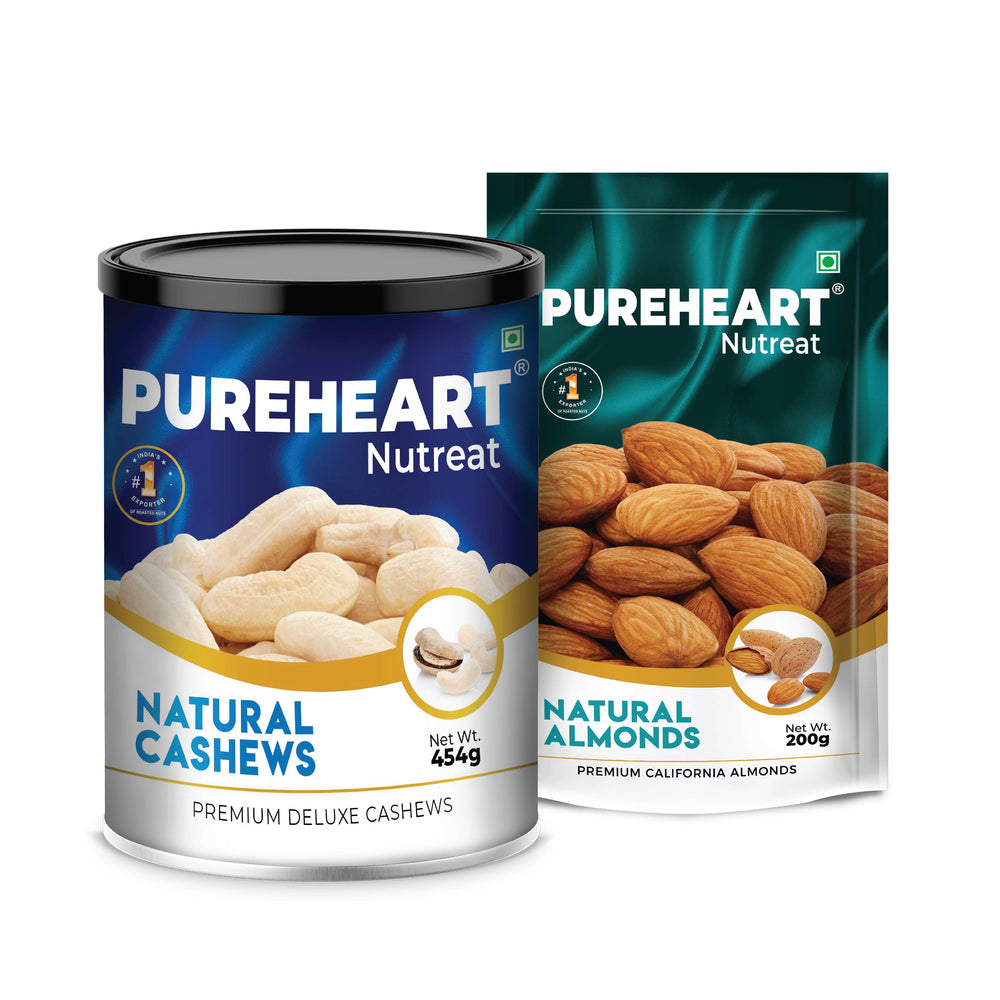 Nutreat Natural Cashews 454g and Nutreat Natural Almonds 200g Combo