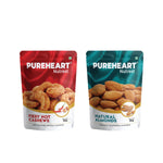 PUREHEART Combo of Fiery Hot Cashews (80 gm) & Natural Almond (80 gm) Delicious, Crunchy Dry Fruit Snack