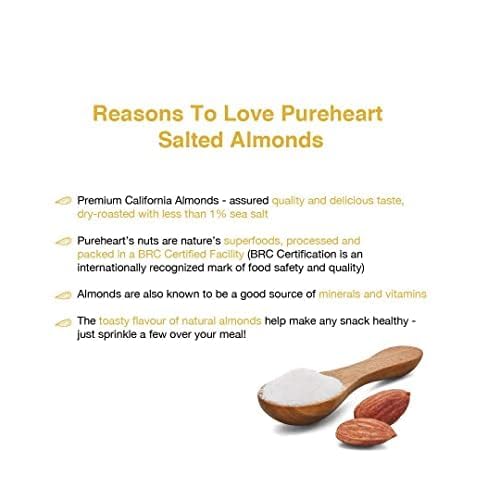 Pureheart Dry Roasted Nutreat Salted Almonds Pack of 200 gm & 80 gm Natural Premium California Almond Nuts/Dry Fruit, Crunchy & Delicious Almonds Combo - Resealable Pouch