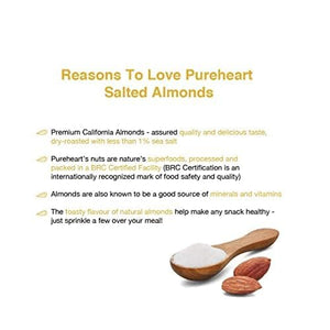 Pureheart Dry Roasted Nutreat Salted Almonds Pack of 200 gm & 80 gm Natural Premium California Almond Nuts/Dry Fruit, Crunchy & Delicious Almonds Combo - Resealable Pouch