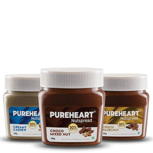 Pureheart Nut Spread Combo of Creamy Cashew (100 gm) Choco Hazelnut (100 gm) and Choco Mixed Nut (100 gm)- Creamy and Nutty Chocolate Spread for Breakfast
