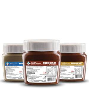 Pureheart Nut Spread Combo of Creamy Cashew (100 gm) Choco Hazelnut (100 gm) and Choco Mixed Nut (100 gm)- Creamy and Nutty Chocolate Spread for Breakfast