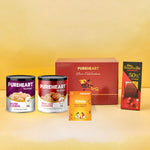 PUREHEART Onam Gift Hamper Salted Cashews, Fiery Hot Cashews (333g, each), Cadbury Bournville Dark Chocolate with , Gift Card,- Premium Dry Fruits