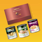 PUREHEART Onam Gift Hamper Salted Cashews, Peeled Almonds Flavours of Venice & Pistachio (333g, each), Cadbury Bournville Dark Chocolate with  Gift Card,