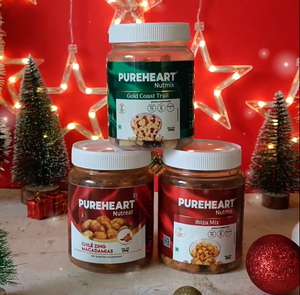PUREHEART Australian Macadamia Gift Hamper | 3 in 1 Hamper | Gold Coast Trail , Ibiza Mix and Chile Zing Macadamia,| Gift Hamper