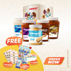 Pureheart Nut Spread Combo (5 Flavours) | Back to School Offer with Free DOMS Kit – Colour Pencils (12 Shades), Water Colour Pens, Crayons, Graphite Pencils, Eraser, Sharpener, Time Table Stamp & Name Slip