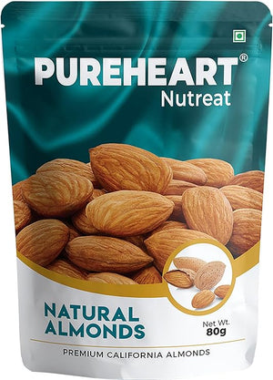 Pureheart Nutreat Natural Almonds  Premium California Almond Nuts/Dry Fruit, Crunchy & Delicious Dried Badam, Resealable Pouch