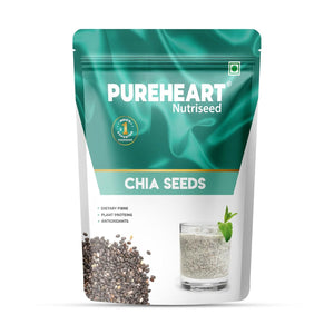 Pureheart Raw Chia Seeds | Chia Seeds for Weight Management | Rich in Calcium, Protein, Fiber, Omega-3 and Antioxidant | Seeds for Eating | Diet Snack | Naturally Sourced
