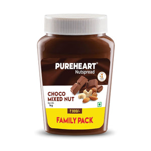 Pureheart Nut Spread Choco Mixed Nut - Nutty Chocolate Spread for Breakfast, Delicious, Smooth & Creamy Snack