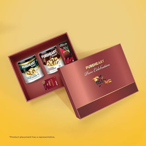 PUREHEART Premium Diwali Gift Hamper | Corporate Dry Fruits Gift Box with Pepper Cashews and Peeled Almonds Italiano (333g each), Bournville Chocolate, Diwali Greeting Card