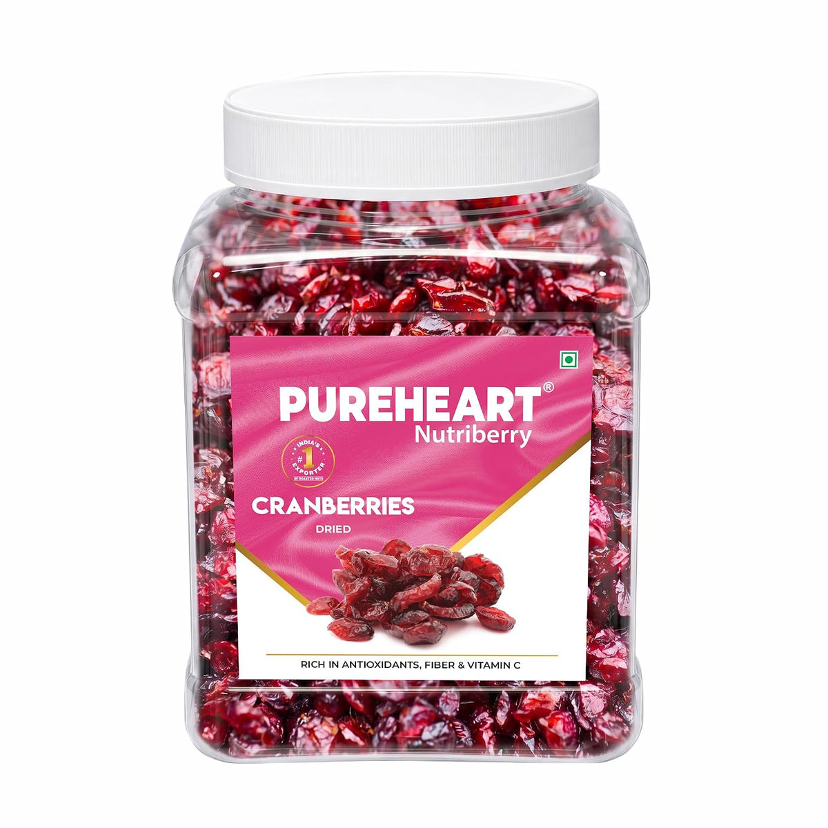 Pureheart Dried Cranberries 80g | Naturally Sweet & Tangy Cranberry Dry Fruit | Healthy Snack, Antioxidant Rich, High Fiber Superfood | Cranberry for Salad, Baking & Trail Mix
