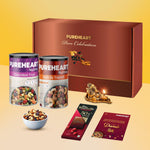 PUREHEART Premium Diwali Gift Hamper | Dry Fruits Gift Box with Trail Mix and Salt & Sweet Nutmix (230g,each) Bournville Chocolate, Ganpati Diya & Diwali Greeting Card | Corporate Gifting