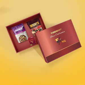 PUREHEART Celebration Diwali Gift Hamper | Corporate Gift Box with Cherokee Trail Mix (80g) and Hershey's Kisses Chocolate, Happy Diwali Greeting Card | Festive Dry Fruits Pack