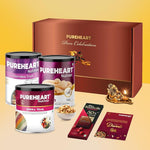 PUREHEART Premium Diwali Gift Hamper | Corporate Dry Fruits Gift Box with Salted Cashews,Trail Mix and Sierra Trail (454g, each), Chocolate, Ganpati Diya & Diwali Greeting Card