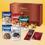 PUREHEART Diwali Gift Hamper | Corporate Gifting | Natural Cashews, Fruit & Nut Nutmix, Black Raisins, Fiery Hot Cashews, Natural Almonds (80 g each), Diya, Chocolate and Card, Dry Fruits Gift Box