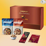 PUREHEART Celebration Diwali Gift Hamper | Dry Fruits Gift Box with Premium Fruit and Nut, Salt and Sweet Nutmix (80 g, each), Dark Chocolate, Greeting Card | Ideal Corporate & Festive Gifting