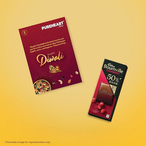 PUREHEART Diwali Gift Hamper | Corporate Gifting | Natural Cashews, Fruit & Nut Nutmix, Black Raisins, Fiery Hot Cashews, Natural Almonds (80 g each), Chocolate and Card, Dry Fruits Gift Box