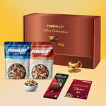 PUREHEART Celebration Diwali Gift Hamper | Dry Fruits Gift Box with Premium Fruit and Nut, Salt and Sweet Nutmix (80 g, each), Diya, Chocolate, Greeting Card | Ideal Corporate & Festive Gifting