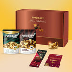 PUREHEART Pure Celebration Premium Gift Box | Dry Fruits Pack | Corporate Gift Hamper | Pepperfry Cashews & Peeled Almonds Hamper| Chocolate | Festive Gifting