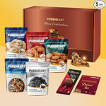 PUREHEART Diwali Gift Hamper | Corporate Gifting | Natural Cashews, Fruit & Nut Nutmix, Black Raisins, Fiery Hot Cashews, Natural Almonds (80 g each), Ganpati Diya, Chocolate and Greeting Card, Dry Fruits Gift Box