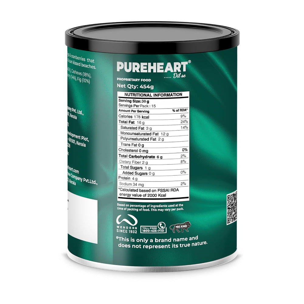 Pureheart Nutmix Gold Coast Trail, Premium Trail Mix with 40% Macadamia, Cashew, Almonds, Cranberry & Fig, High Protein, Healthy Snack