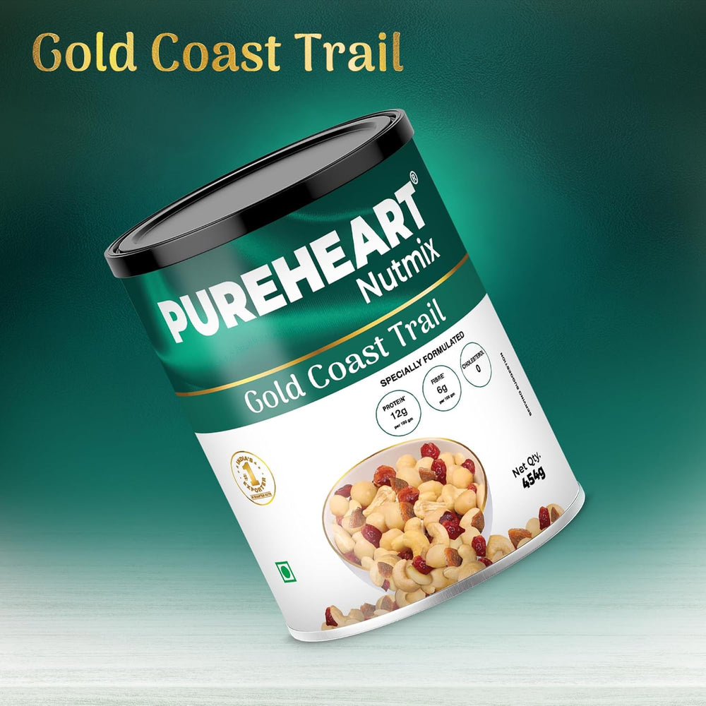 Pureheart Nutmix Gold Coast Trail, Premium Trail Mix with 40% Macadamia, Cashew, Almonds, Cranberry & Fig, High Protein, Healthy Snack
