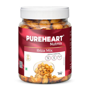 PUREHEART Nutmix Ibiza Mix | Premium Macadamia (40%), Cashew, Peeled Almond Roasted Nuts l Party Mix with Island Soul- Herbs & Chilli Flavor| High Protein Party Snack |