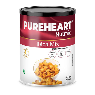 PUREHEART Nutmix Ibiza Mix | Premium Macadamia (40%), Cashew, Peeled Almond Roasted Nuts l Party Mix with Island Soul- Herbs & Chilli Flavor| High Protein Party Snack |