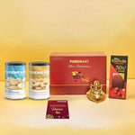 PUREHEART Premium Diwali Gift Hamper | Dry Fruits Gift Box with Natural Macadamia, Salted Macadamia (200 g, each), Bournville Chocolate, Ganpati Diya & Diwali Greeting Card | Corporate Gifting