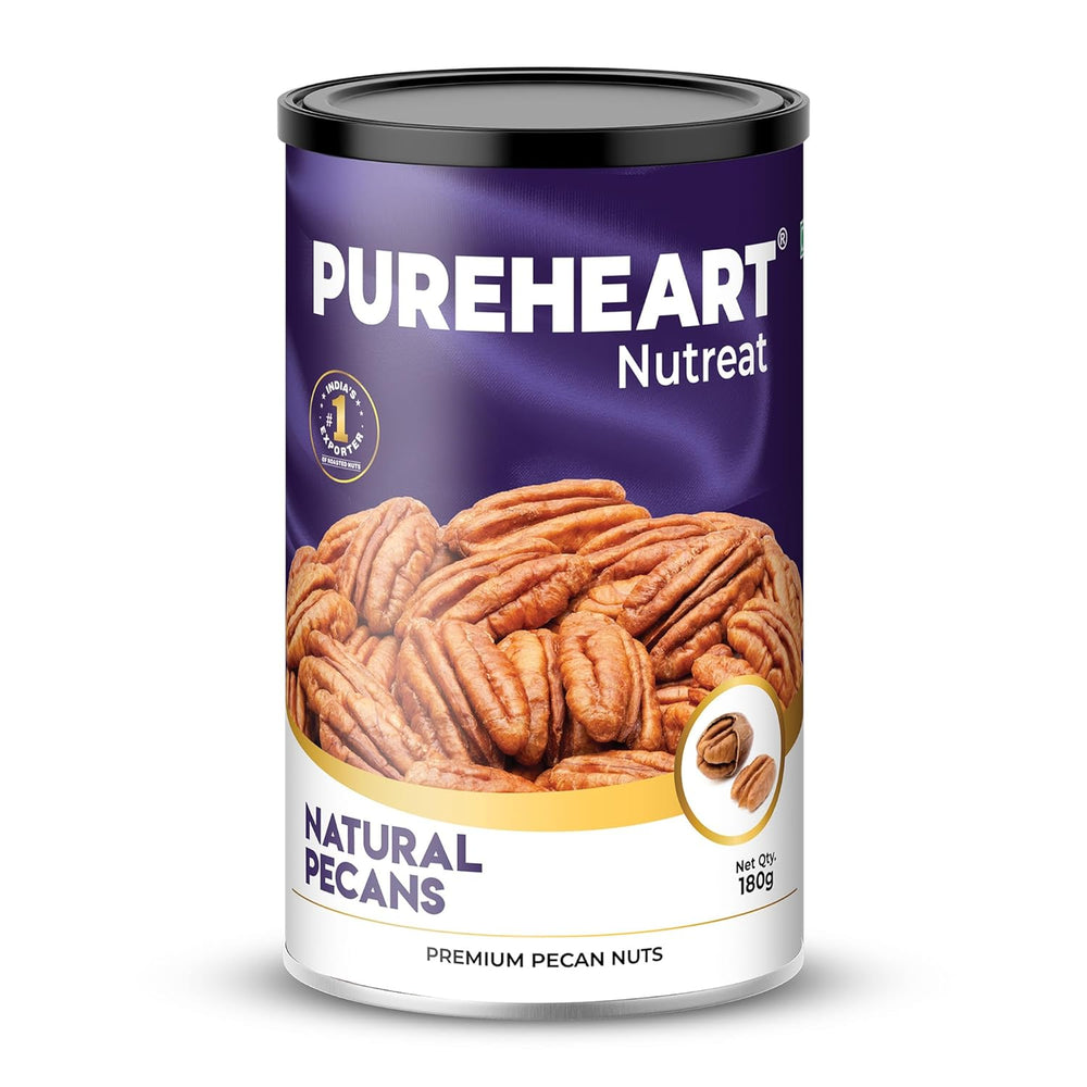 Pureheart Premium Pecan Nuts 180g | Premium Natural Pecans | Healthy Dry Fruits Snack | Rich in Protein, Fibre & Antioxidants | Ideal for Snacking & Baking
