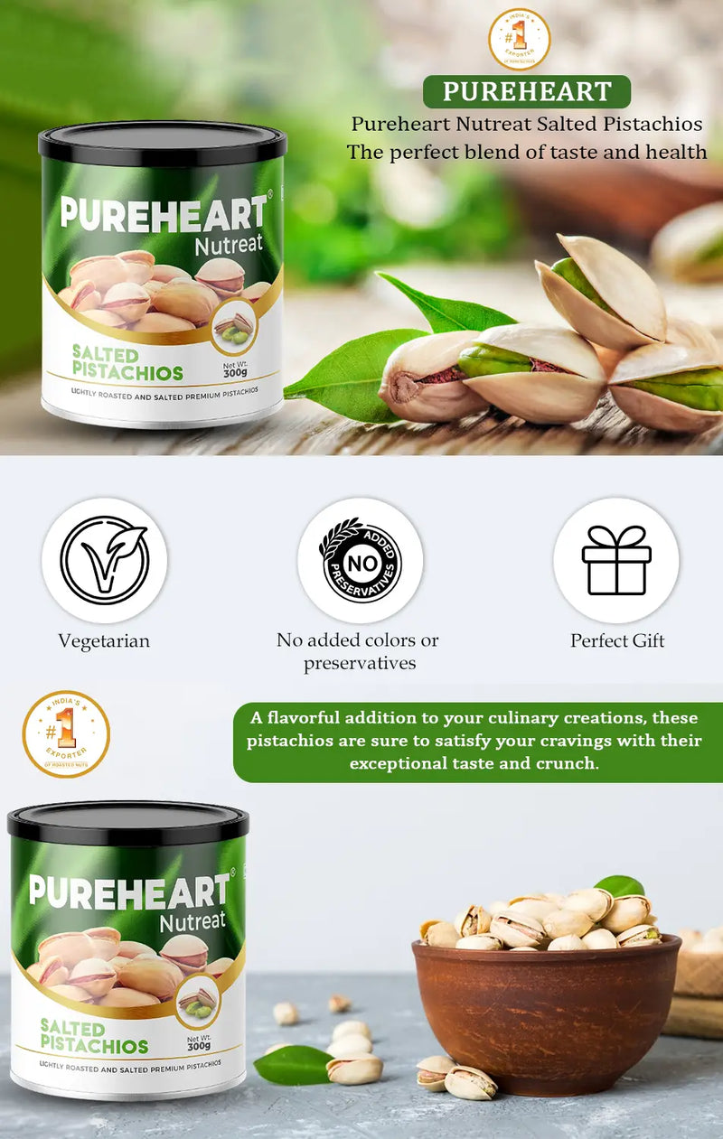 About Pureheart Nutreat Salted Pistachios  Natural Premium Lightly Roasted Dry Fruit - Delicious & Crunchy Pista - 1 (Mobile)