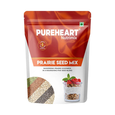 PUREHEART Prairie Trail 5-Seed Mix – Flax, Chia, Pumpkin, Sunflower & Watermelon Seeds | High Protein, Omega-3, Fiber | Healthy Crunchy Snack & Salad Topping | Gluten-Free & Nutritional