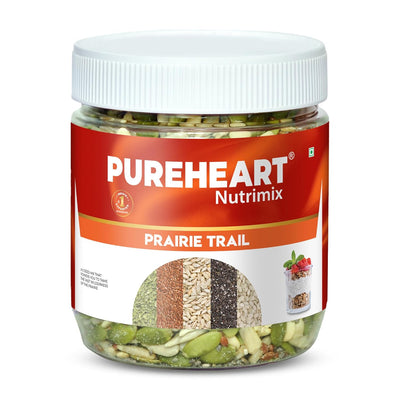 PUREHEART Prairie Trail 5-Seed Mix – Flax, Chia, Pumpkin, Sunflower & Watermelon Seeds | High Protein, Omega-3, Fiber | Healthy Crunchy Snack & Salad Topping | Gluten-Free & Nutritional