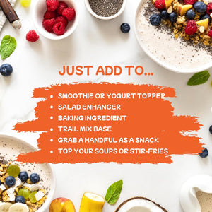 PUREHEART Prairie Trail 5-Seed Mix – Flax, Chia, Pumpkin, Sunflower & Watermelon Seeds | High Protein, Omega-3, Fiber | Healthy Crunchy Snack & Salad Topping | Gluten-Free & Nutritional